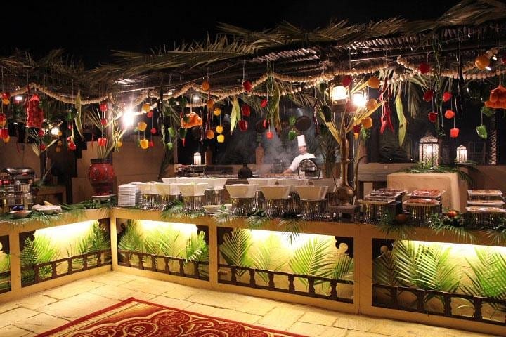 Buffet style dining with live cooking stations