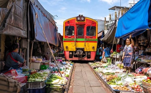 Private Maeklong Railway& Damnoen Saduak Market Tour from Bangkok