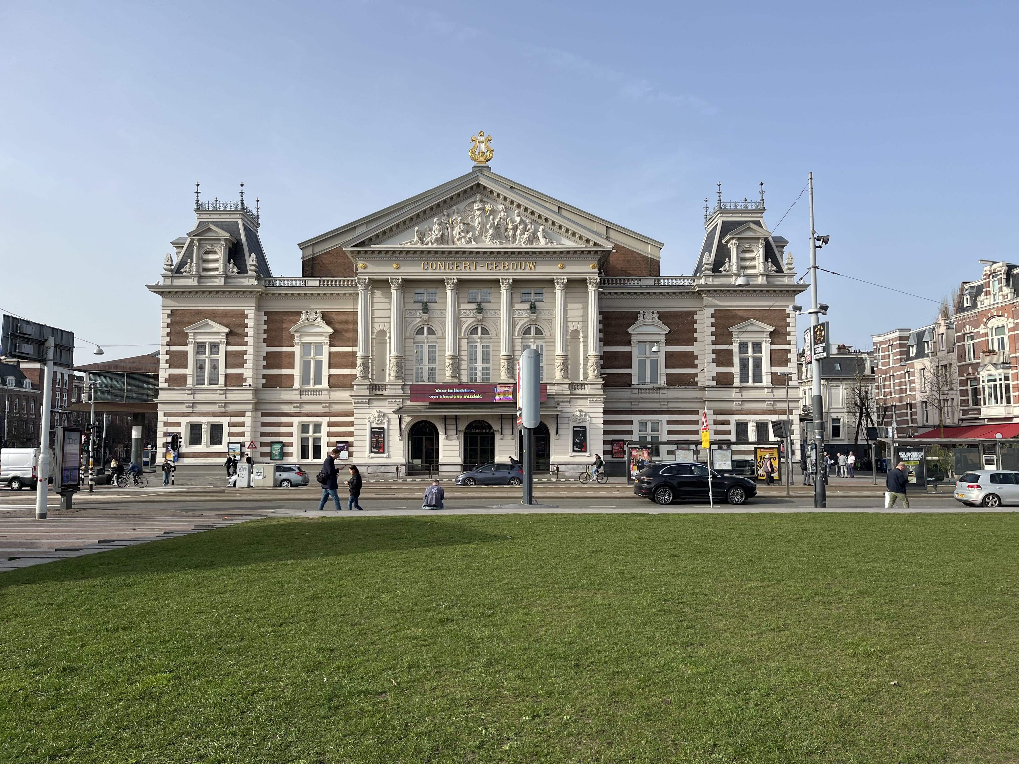 Royal Concertgebouw Amsterdam at Museumplein during private hop-on hop-off tour with cultural highlights