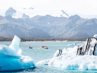 Exploration by boat on Glacier Lagoon Iceland
