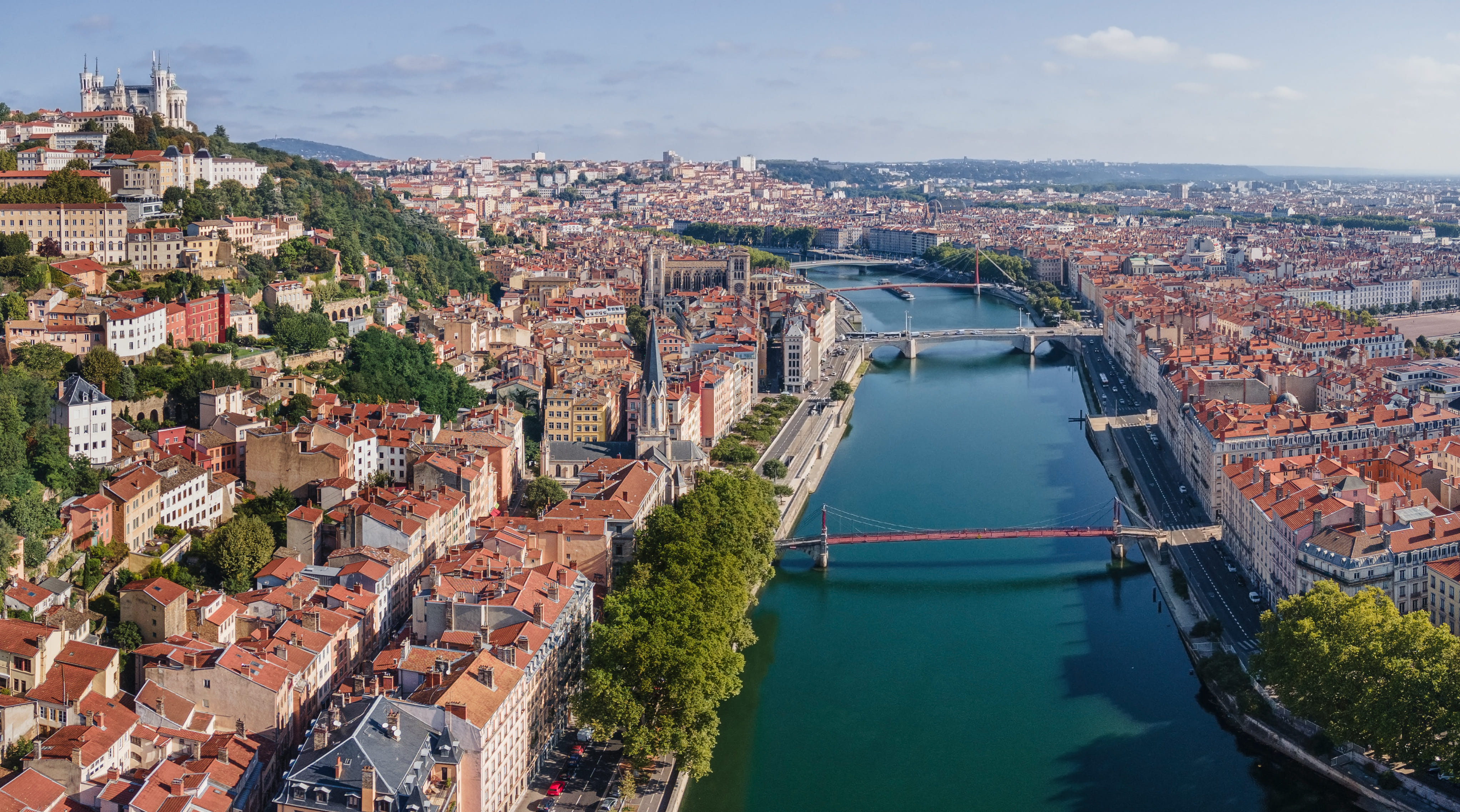 View of St.Georges District & Saone river in Old Lyon