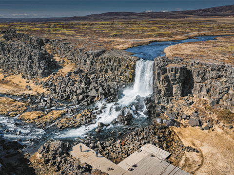 Öxarárfoss waterfall in Thingvellir National Park