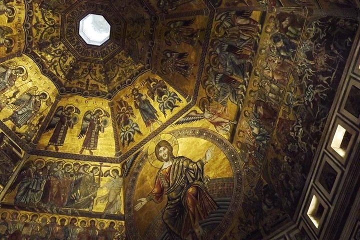 VIew of the richly decorated vault of the Batistery 