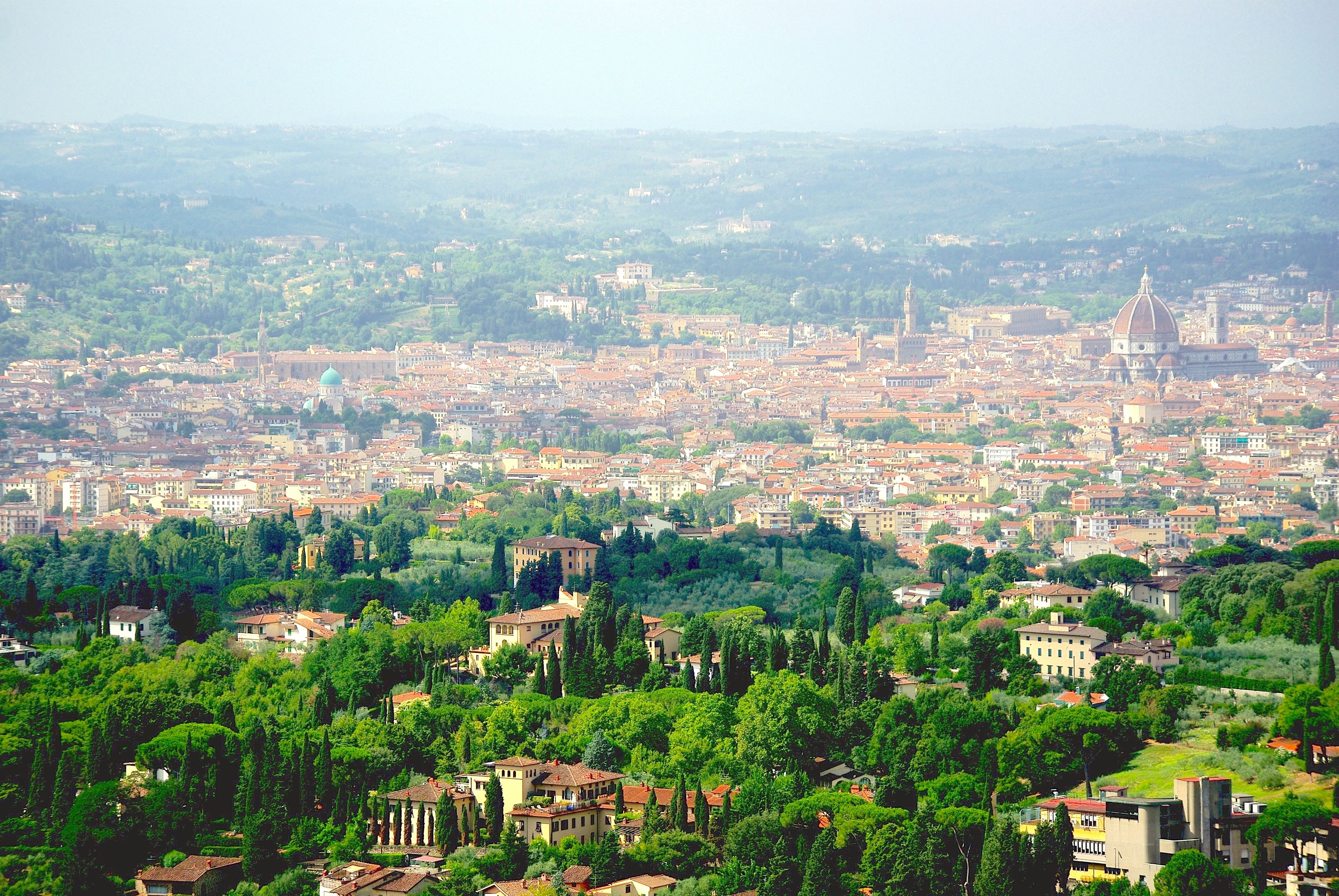 Panoramic view of Florence from Fiesole; in the background you can see Brunelleschi's Dome