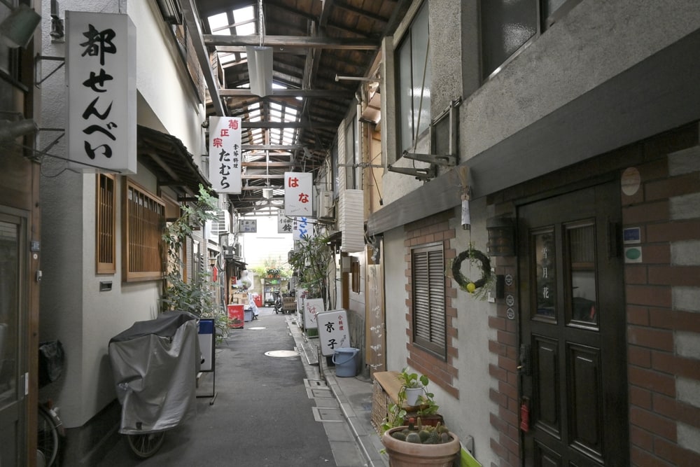 A narrow lane beside a temple in Yanaka