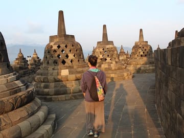 at the top of Borobudur temple