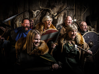 A group of Icelandic Vikings about to attack their target.