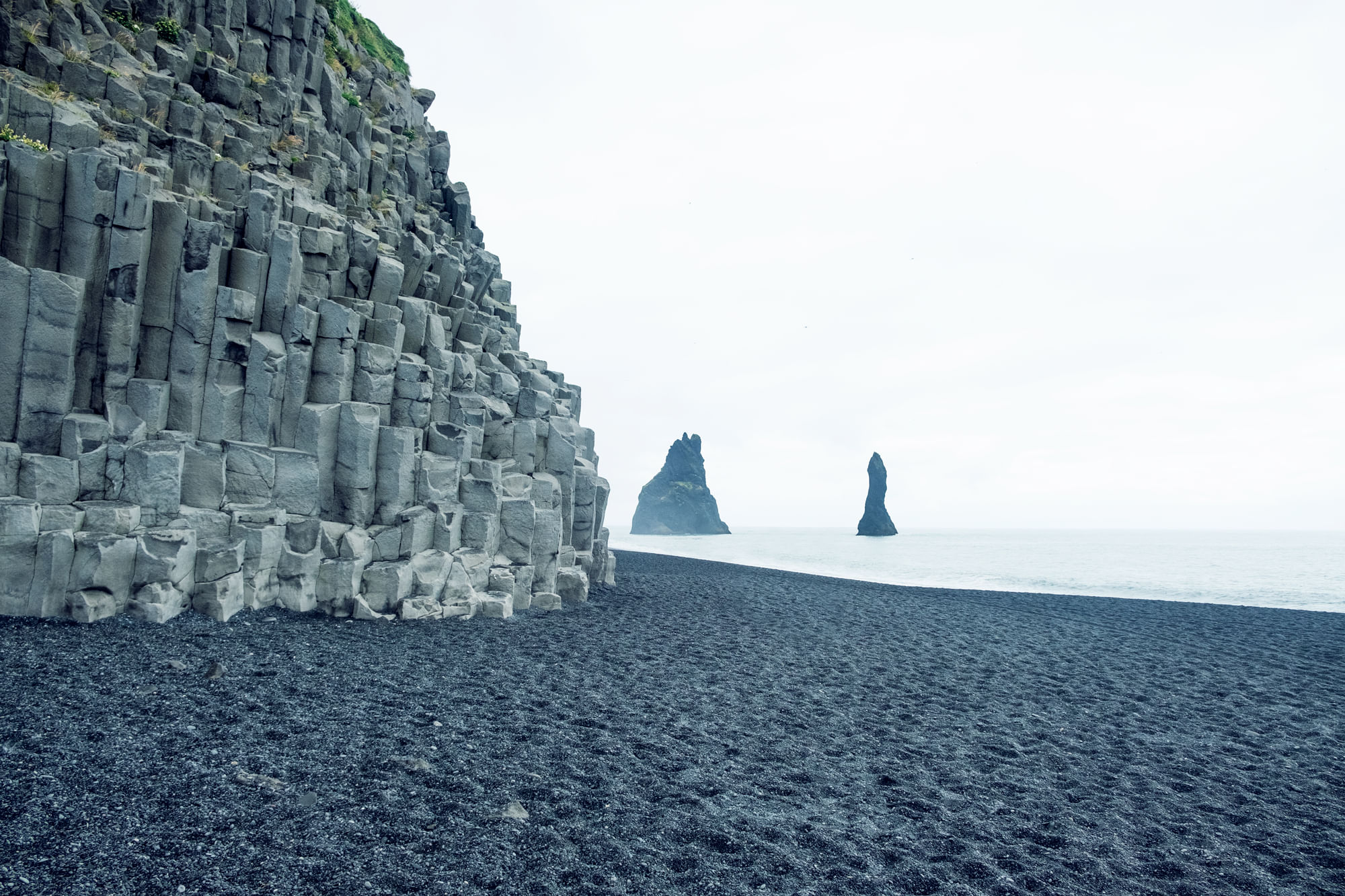 Black sand and basalt columns at Reynisfjara beach