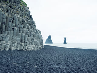 Black sand and basalt columns at Reynisfjara beach