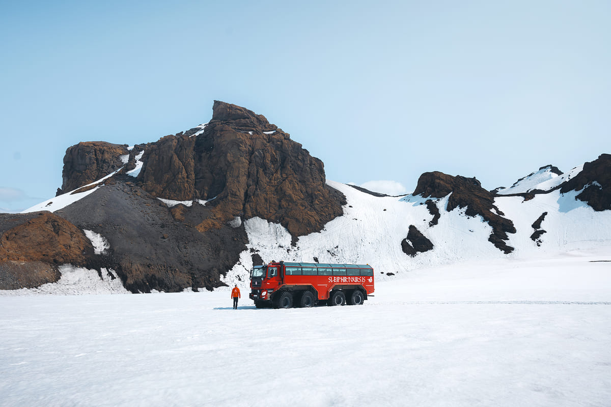 Take a ride in the comfortable Monster truck on top of a glacier