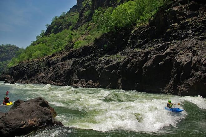 Everyone has to work to control the raft