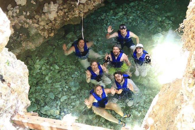 Aventura en cenote Yaxmuul Ceremonia y rapel del chamán maya