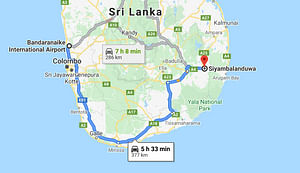 Colombo Airport (CMB) to Siyambalanduwa City Private Transfer