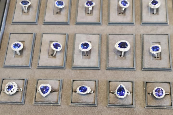 Tanzanite Rings on Display