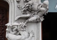 Sculpture of a knight - Saint George - slaying a dragon