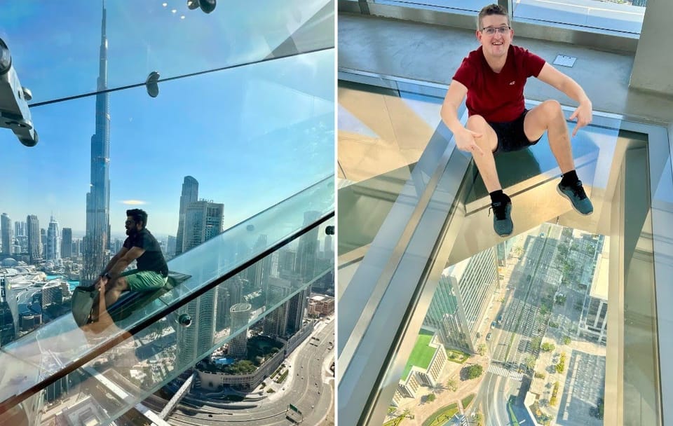 Dubai Sky View Glass Slide Experience and City Views