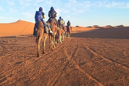 Sunset By Camels In Merzouga Desert A Trip From Errachidia