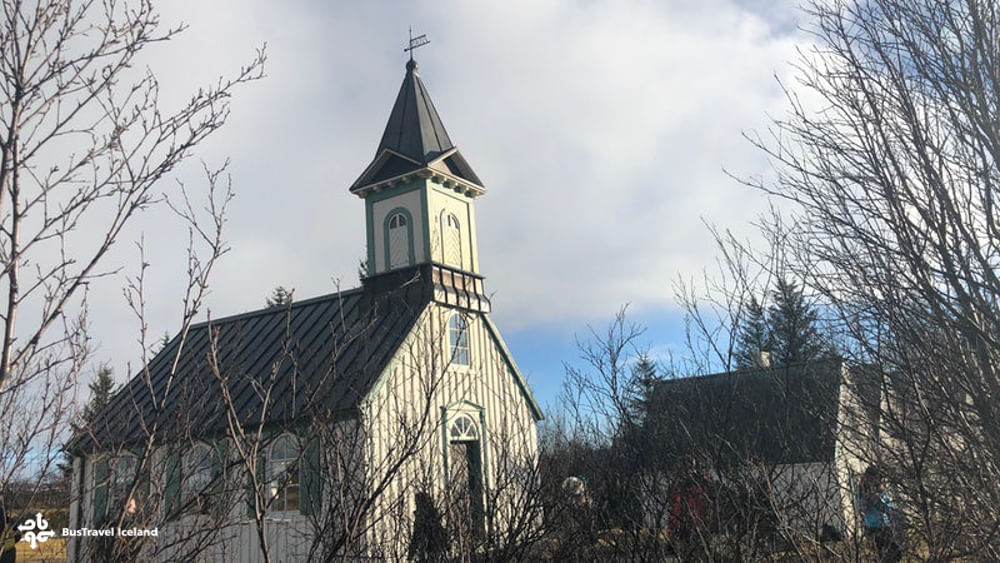 Countryside Church in Rift Valley Thingvellir National Park