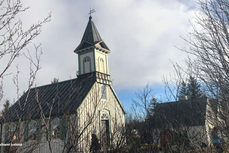 Countryside Church in Rift Valley Thingvellir National Park