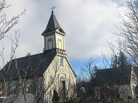 Countryside Church in Rift Valley Thingvellir National Park