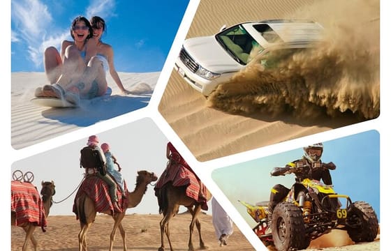 Desert safari, Dune bashing, sandboarding, camel, ATV Option