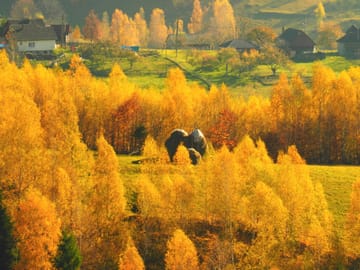 Autumn season in mountain villages from Romania