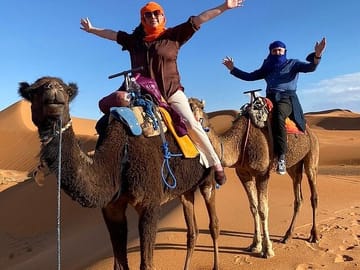 Camel Ride at Sunset in Merzouga Dunes, Morocco