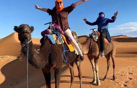 Camel Ride at Sunset in Merzouga Dunes, Morocco