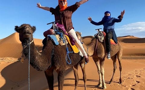 Camel Ride at Sunset in Merzouga Dunes, Morocco