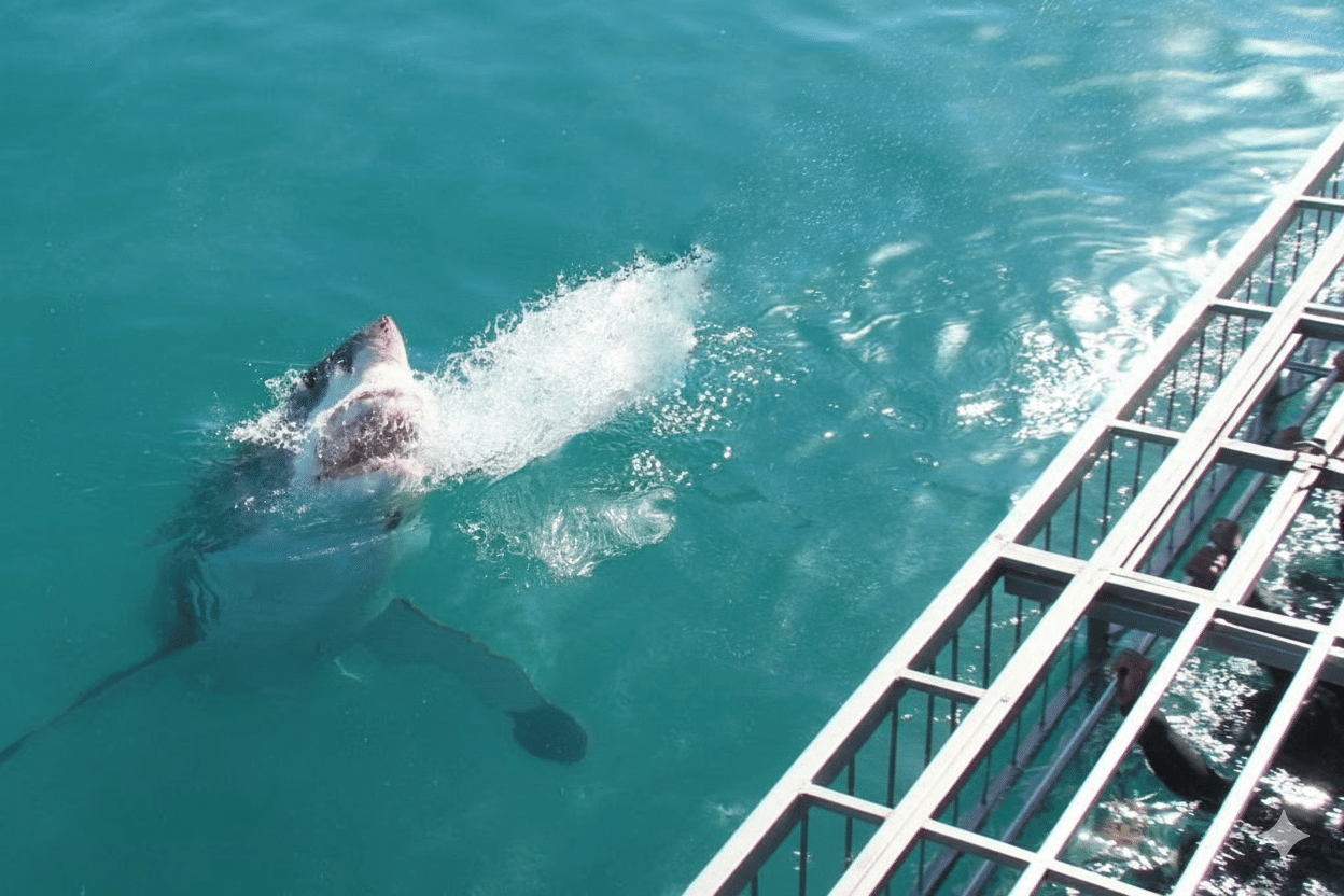 Shark cage diving adventure. Cape Town. Guided