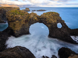 Beautiful rock formations looking like a petrified baby elephant drinking