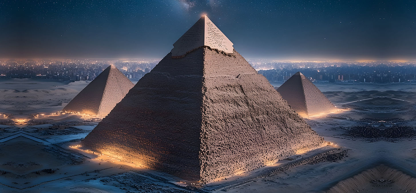 Pyramids at night