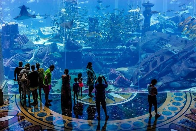 Discover two incredible worlds in one destination: Aquaventure and Lost Chambers Aquarium in Dubai."