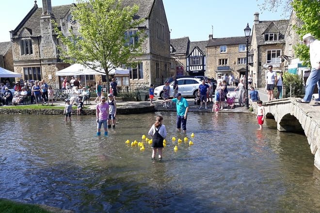 The duck race in Bourton-on-the-Water