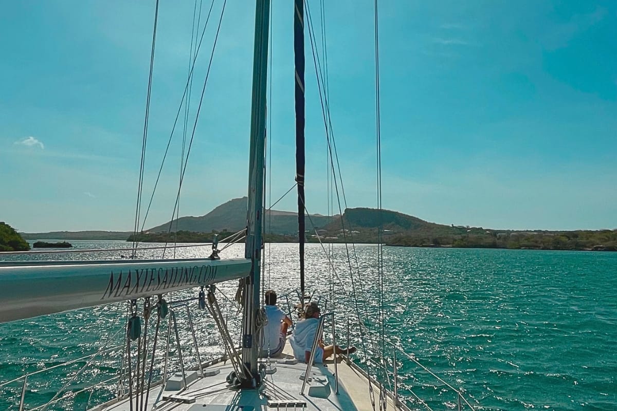couple enjoying relaxing on sailing yacht galaxie
