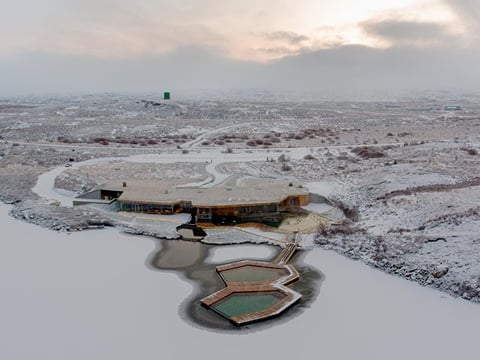 Vök Baths, Lake Urriðavatn, winter view