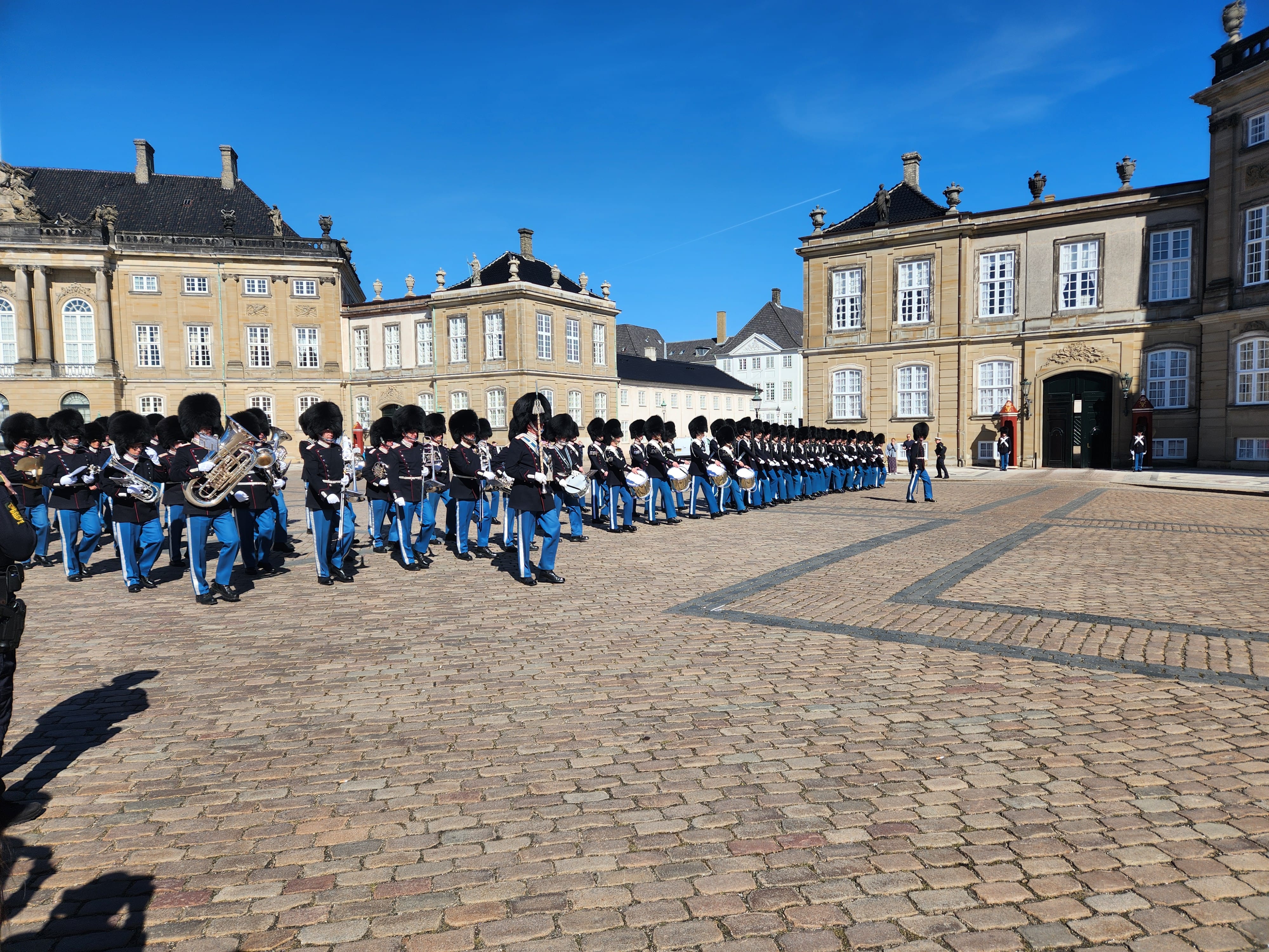 The changing of the royal guards at Amalienborg Palace, with the walking tour, local guide, canal tour, Copenhagen