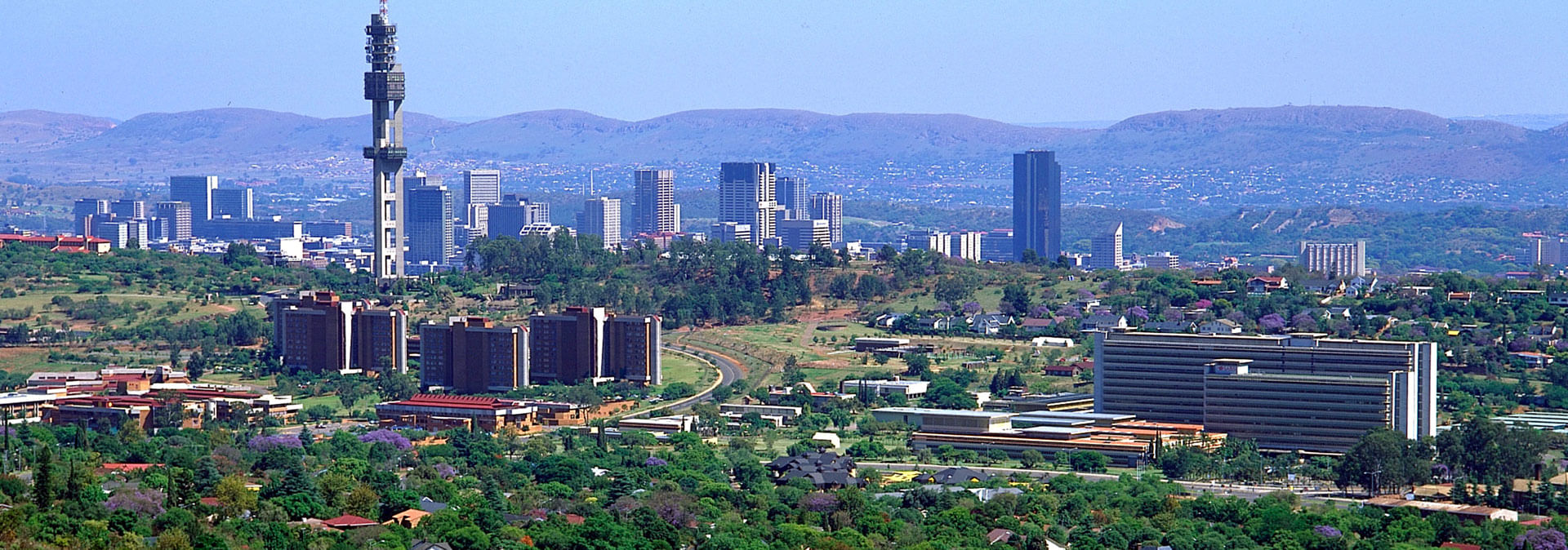 View of Pretoria, the Jacaranda City, bursting with historical sites.
