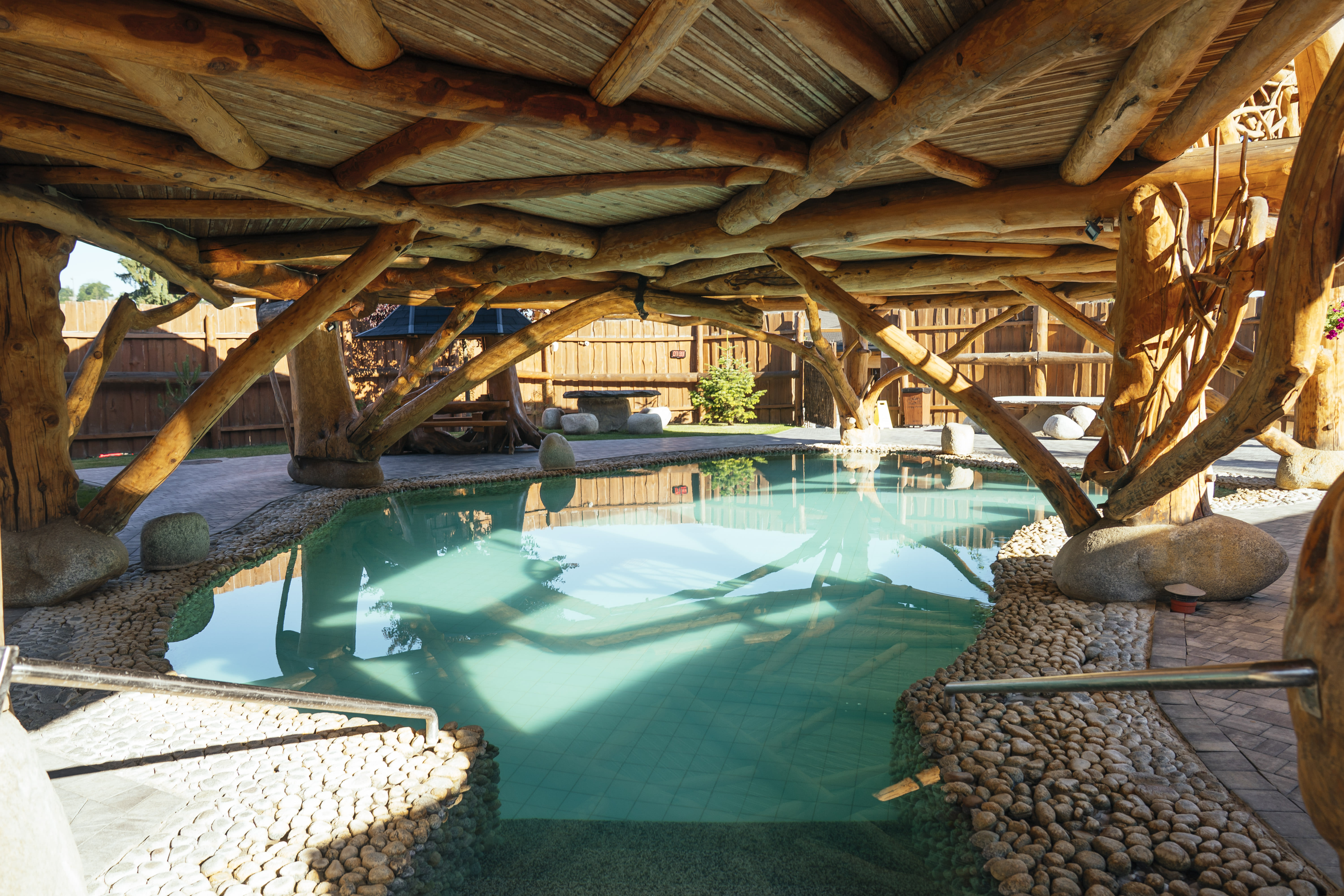 Gorący Potok outdoor pool wooden architecture — thermal baths Podhale region near Zakopane