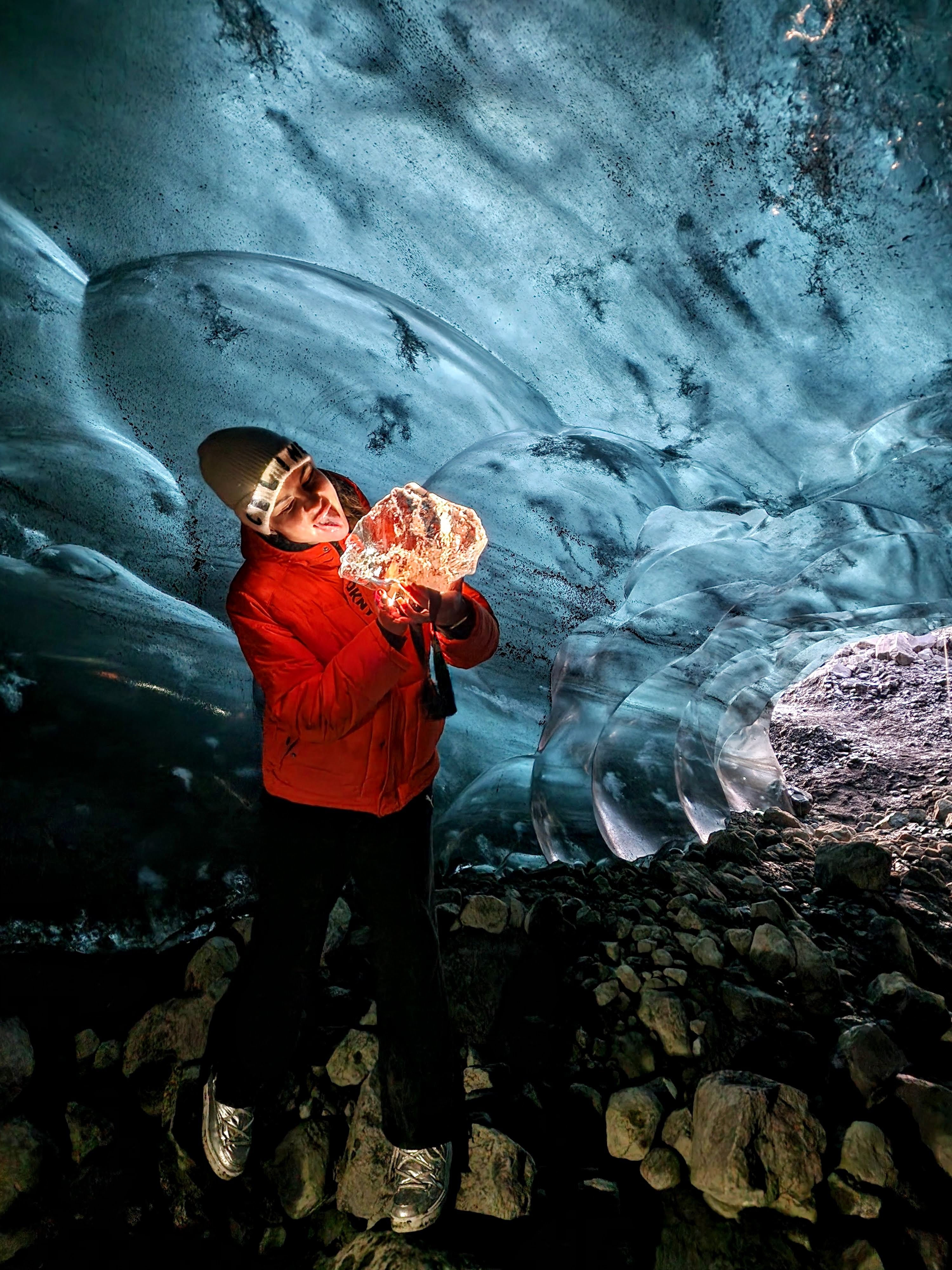 glowing in the sparkle ice cave