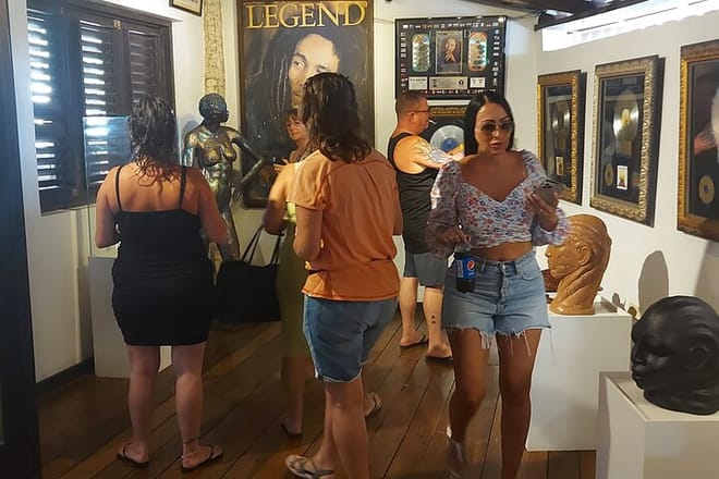 Visitors viewing Bob's memorabilia