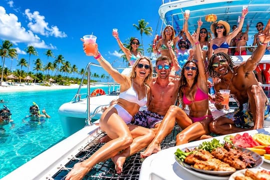 Punta Cana Private Catamaran Spring Break Party, Snorkel & BBQ