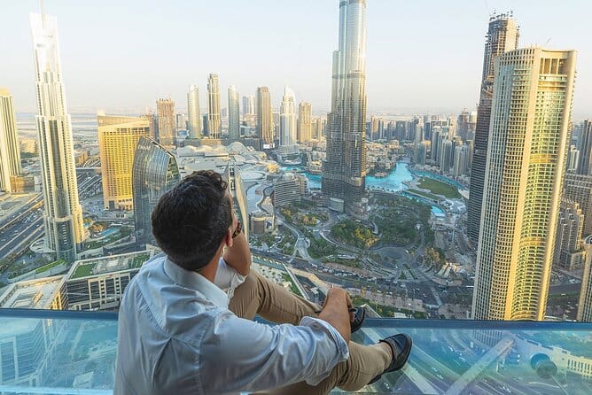 Dubai: Sky Views Observatory 360° vistas from 219.5 meters above Downtown Dubai.