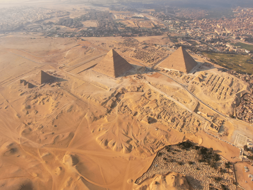 The Pyramids from the sky view