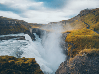 Gullfoss waterfall in fall