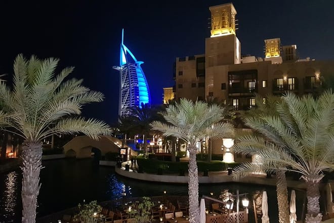 Burj Al Arab By Night vew from madinat jumeirah
