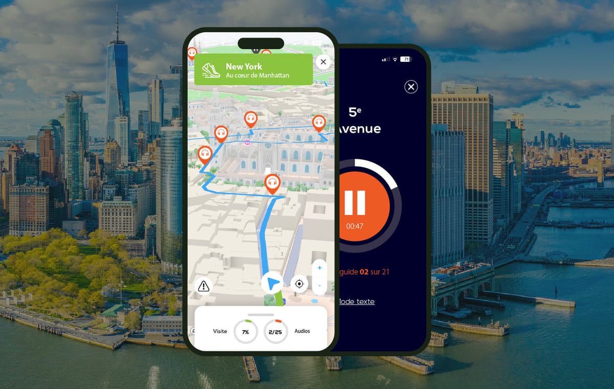New York: Audio Guided Walking Tour (3:30 – 22 audio commentaries)