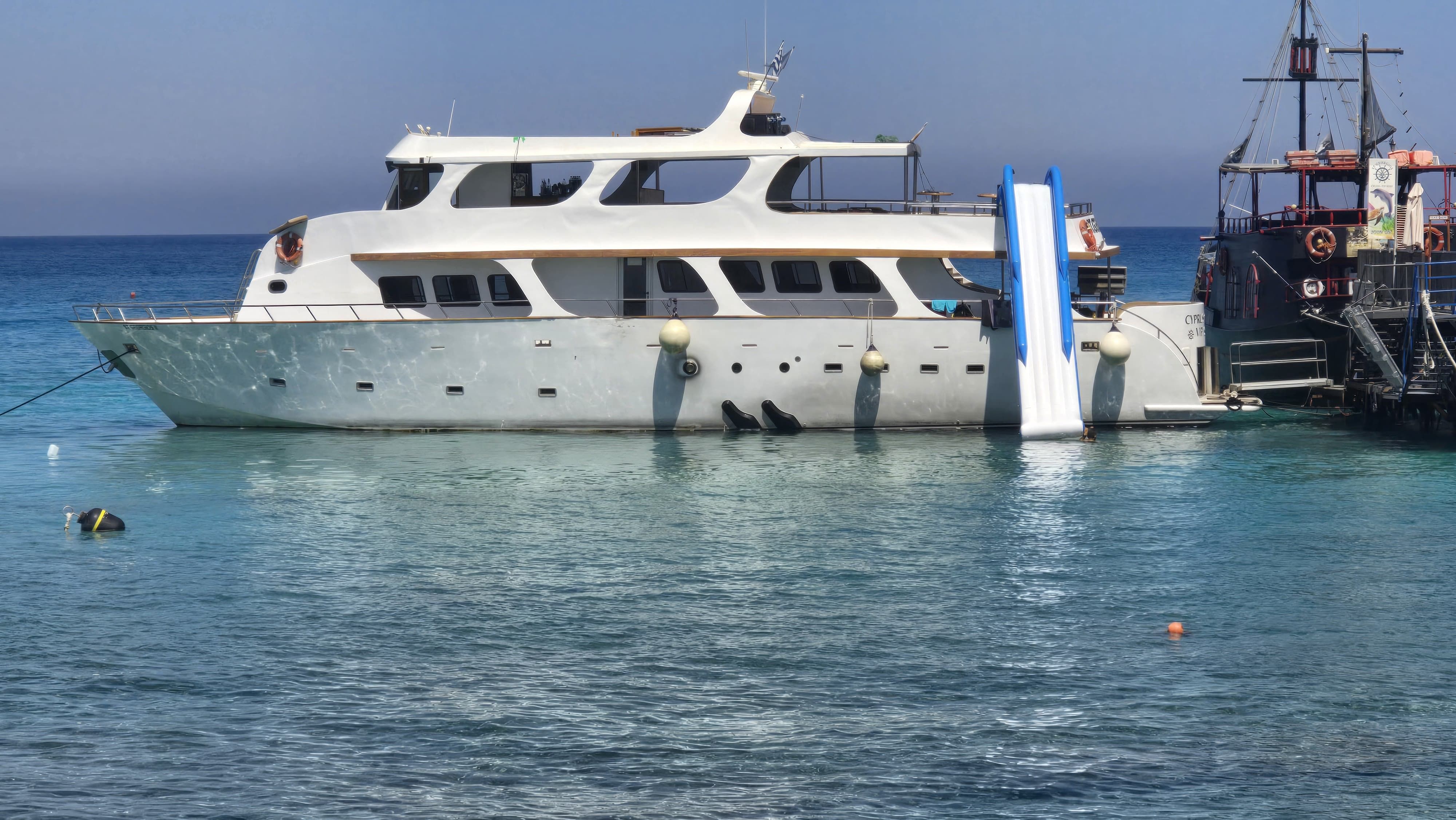 SUNSHINE ADULTS 16+ LUXURY YACHT - from Protaras - HUGE slide - BBQ lunch & 1 drink
