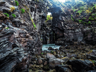 Valasnos basalt rock formation in Hellnar village