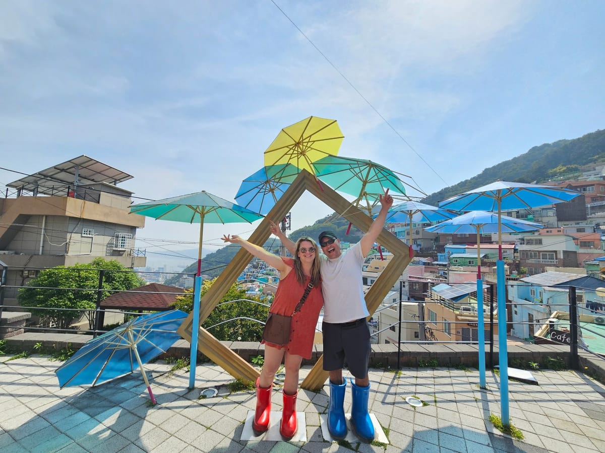Colorful umbrella installation at Gamcheon Culture Village